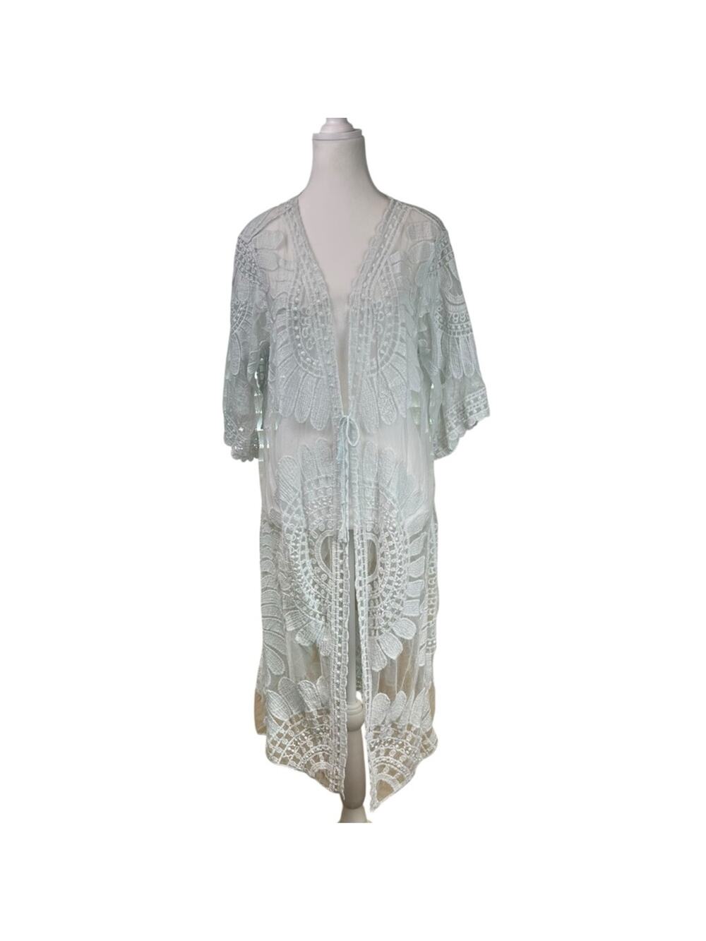 Dasayo Elegant Lace Kimono Cardigan Swim Cover Up One Size